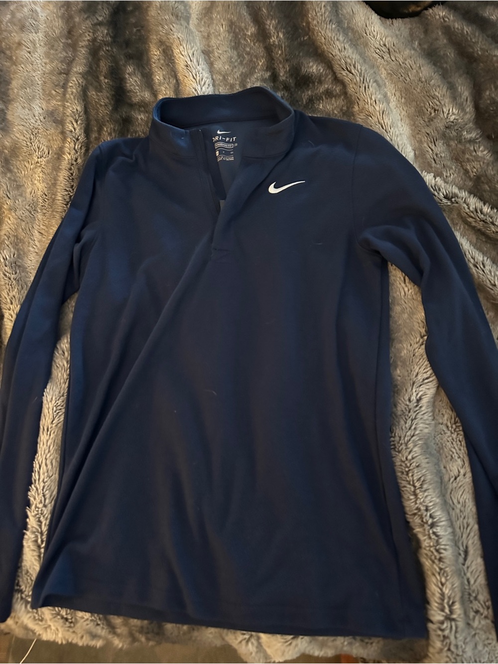Nike Navy and White Dri-FIT Quarter-Zip Pullover